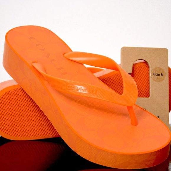 NWT COACH FLIP FLOP LYNN ORANGE SIZE 8 - Picture 1 of 4